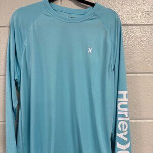 NEW! Mens Hurley Blue Dri-fit Long-sleeve Shirt-Size Med (runs big)